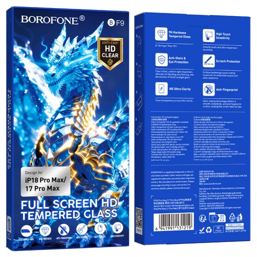  iPhone 17 Pro és iPhone 18 Pro edzett üveg – Borofone BF9 Armor HD, 10 db - 9