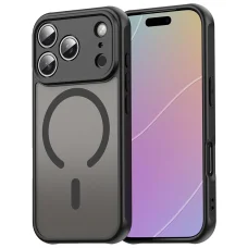  iPhone 18 Pro Max / iPhone 17 Pro Max mágneses, matt PC és TPU védőtok – fekete
