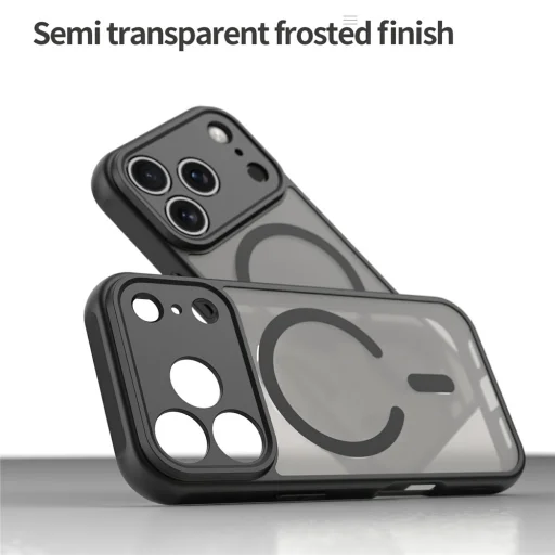  iPhone 18 Pro Max / iPhone 17 Pro Max mágneses, matt PC és TPU védőtok – fekete - 3