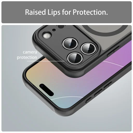  iPhone 18 Pro Max / iPhone 17 Pro Max mágneses, matt PC és TPU védőtok – fekete - 4