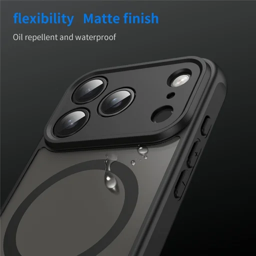  iPhone 18 Pro Max / iPhone 17 Pro Max mágneses, matt PC és TPU védőtok – fekete - 5