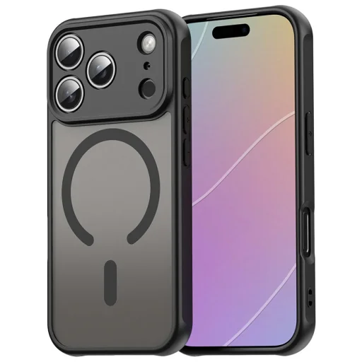  iPhone 18 Pro Max / iPhone 17 Pro Max mágneses, matt PC és TPU védőtok – fekete - 1