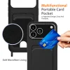  iPhone 18 Pro Max / iPhone 17 Pro Max szilikontok kártyatartóval és pánttal – fekete thumbnail