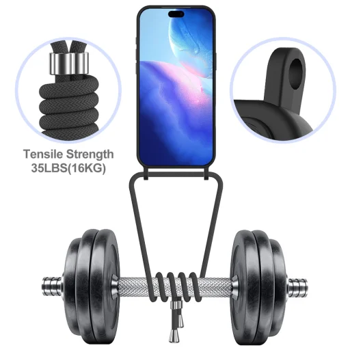  iPhone 18 Pro Max / iPhone 17 Pro Max szilikontok kártyatartóval és pánttal – fekete - 6