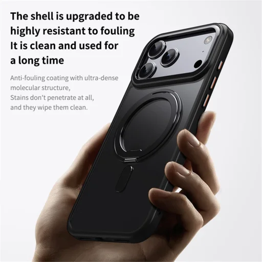  iPhone 18 Pro Max / iPhone 17 Pro Max mágneses tok forgatható támasszal, fekete - 2