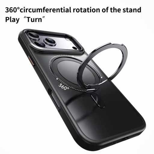  iPhone 18 Pro Max / iPhone 17 Pro Max mágneses tok forgatható támasszal, fekete - 4