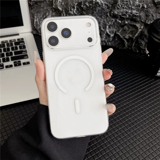  iPhone 18 Pro / iPhone 17 Pro MagSafe-kompatibilis PC tok, átlátszó fehér - 2