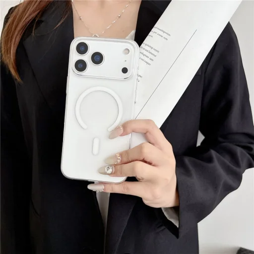  iPhone 18 Pro / iPhone 17 Pro MagSafe-kompatibilis PC tok, átlátszó fehér - 3