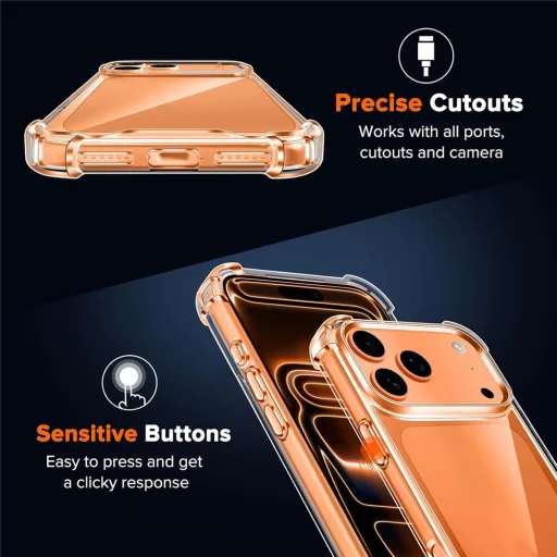  iPhone 18 Pro Max / 17 Pro Max átlátszó hibrid akril- és TPU-tok kameravédelemmel - 7