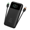 Veger Fuerza 10 (W1212B) 10 000 mAh-s külső akkumulátor beépített USB-C és Lightning kábellel, 20 W, fekete thumbnail
