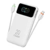 Veger Fuerza 10 (W1212B) 10 000 mAh-s külső akkumulátor beépített kábelekkel, 20 W, fehér thumbnail