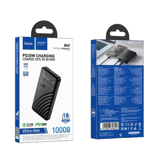 Hoco Q42 10 000 mAh-s, 30 W-os külső akkumulátor, fekete - 9