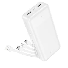 Hoco J163A 20 000 mAh külső akkumulátor négy beépített kábellel, fehér