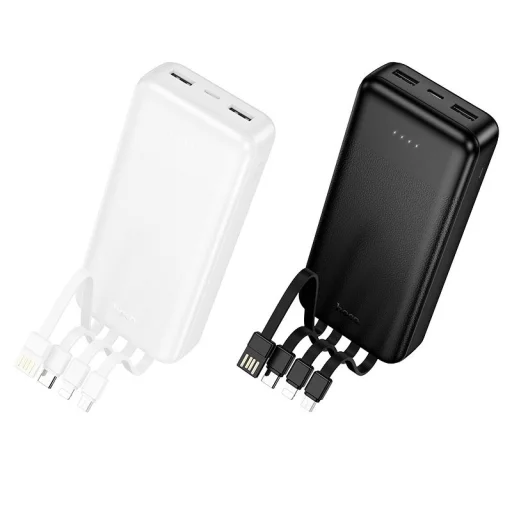 Hoco J163A 20 000 mAh külső akkumulátor négy beépített kábellel, fehér - 3