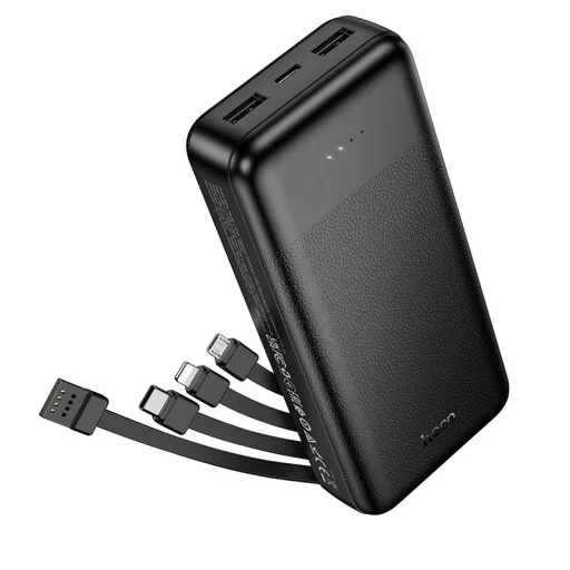 Hoco J163A 20 000 mAh külső akkumulátor négy beépített kábellel, fekete - 1