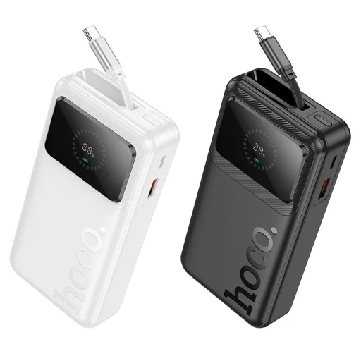 Hoco Q41 20 000 mAh külső akkumulátor behúzható USB-C kábellel, 22,5 W, fehér - 3