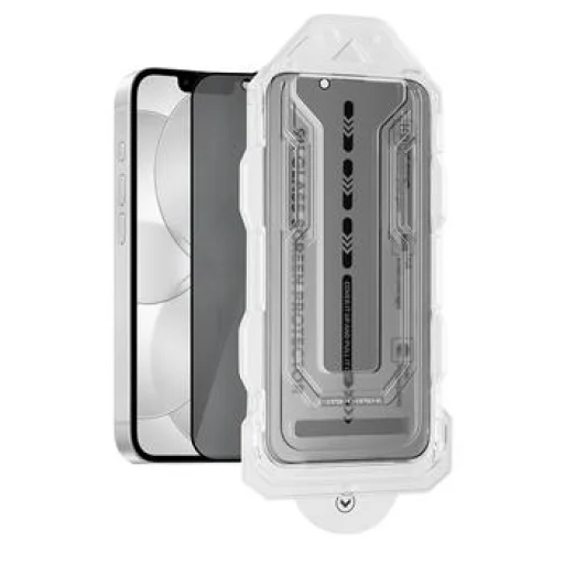  Apple iPhone 13/13 Pro/14/16e/17e fekete OBAL:ME 5D betekintésgátló edzett üveg felhelyező eszközzel - 1