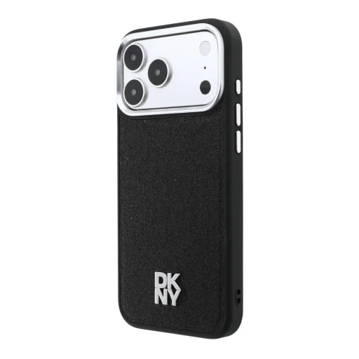  iPhone 18 Pro Max fekete DKNY MagSafe-kompatibilis műbőr tok rögzített csillámos pánttal - 2