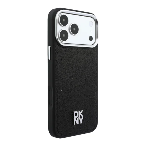  iPhone 18 Pro Max fekete DKNY MagSafe-kompatibilis műbőr tok rögzített csillámos pánttal - 3