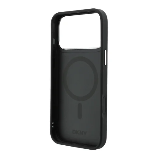  iPhone 18 Pro Max fekete DKNY MagSafe-kompatibilis műbőr tok rögzített csillámos pánttal - 5