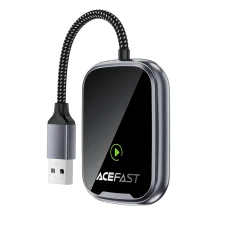 Acefast QC1 vezeték nélküli CarPlay és Android Auto autós adapter, fémes szürke