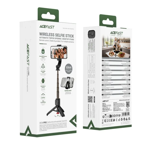 Acefast E42 szelfibot automatikusan nyíló állvánnyal és Bluetooth-távirányítóval, 63 cm, fekete - 8