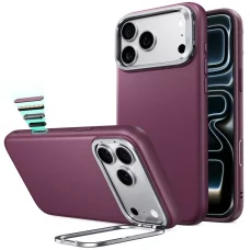 Apple iPhone 17 Pro Max / iPhone 18 Pro Max mélybordó ESR Atelier Kickstand MagSafe vegánbőr tok