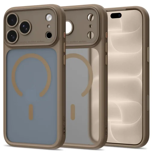 Apple iPhone 17 Pro / 18 Pro készülékhez való Tech-Protect MagPeak MagSafe CC tok, matt sötét szürkésbézs - 1
