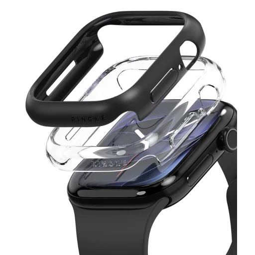  Apple Watch 12 (46 mm) Ringke Slim tok, 2 darabos csomag, átlátszó és matt fekete - 2