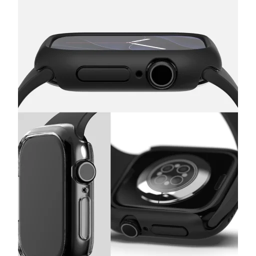  Apple Watch 12 (46 mm) Ringke Slim tok, 2 darabos csomag, átlátszó és matt fekete - 4