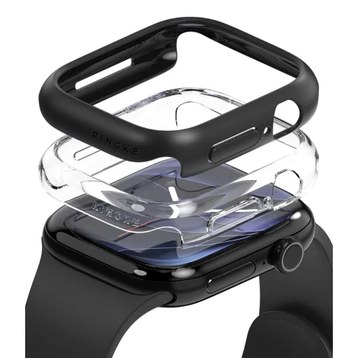  Apple Watch 12 (46 mm) Ringke Slim tok, 2 darabos csomag, átlátszó és matt fekete - 1