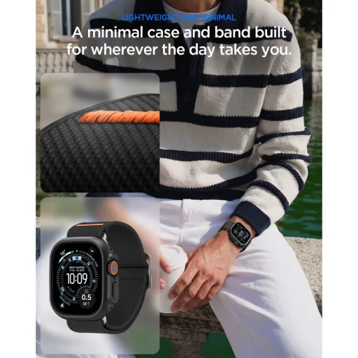  Apple Watch Ultra 1/2/3/4 (49 mm) Spigen Lite Fit Ultra és Thin Fit tok- és szíjszett, matt fekete - 6