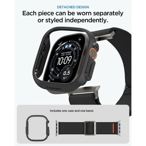  Apple Watch Ultra 1/2/3/4 (49 mm) Spigen Lite Fit Ultra és Thin Fit tok- és szíjszett, matt fekete - 7