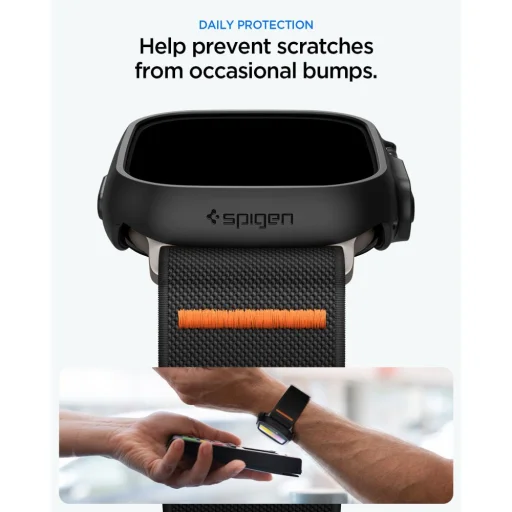  Apple Watch Ultra 1/2/3/4 (49 mm) Spigen Lite Fit Ultra és Thin Fit tok- és szíjszett, matt fekete - 9
