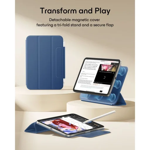  Apple iPad Mini 8 (2026) sötétkék ESR Rebound Magnetic mágneses tok - 2