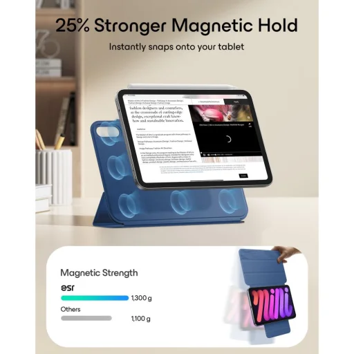  Apple iPad Mini 8 (2026) sötétkék ESR Rebound Magnetic mágneses tok - 4