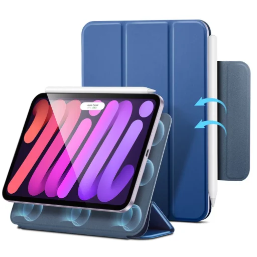  Apple iPad Mini 8 (2026) sötétkék ESR Rebound Magnetic mágneses tok - 1