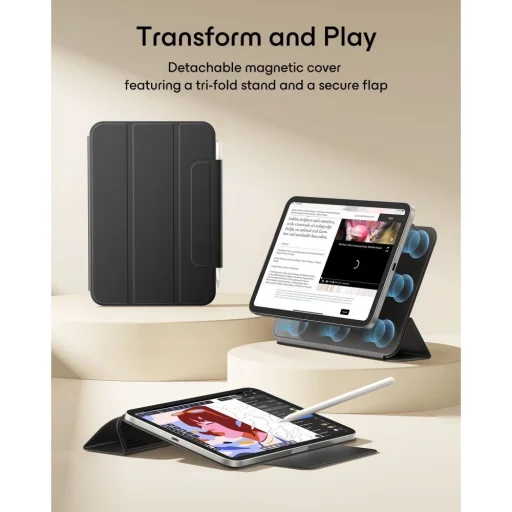  Apple iPad Mini 8 (2026) fekete ESR Rebound Magnetic mágneses tok - 2
