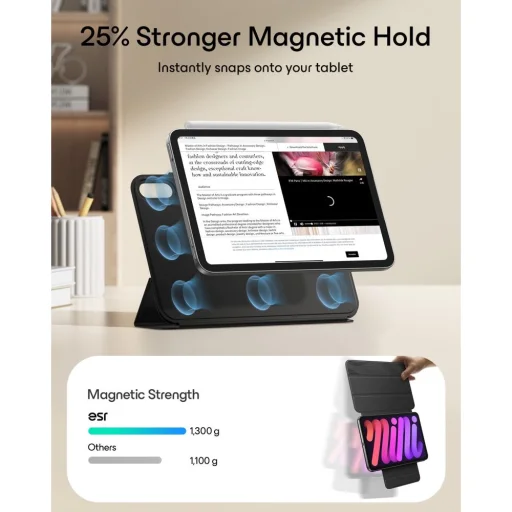  Apple iPad Mini 8 (2026) fekete ESR Rebound Magnetic mágneses tok - 5