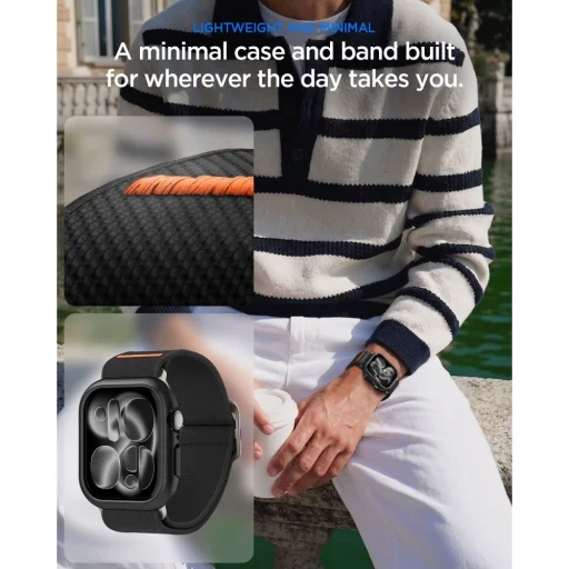  Apple Watch 10 / 11 / 12 (46 mm) fekete Spigen Fit Lite Ultra + Thin Fit tok- és szíjkészlet - 6