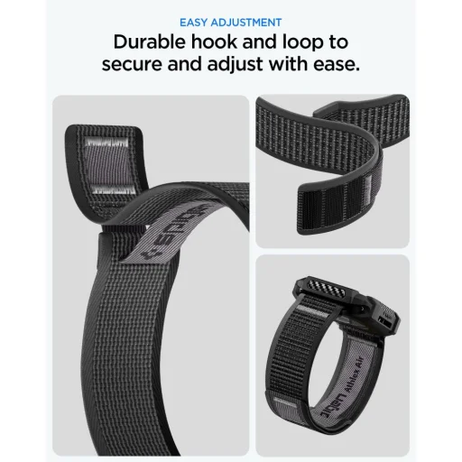  Apple Watch 10 / 11 / 12 (46 mm) órához való fekete-szürke Spigen Athlex Air + Rugged Armor tok és szíj - 11