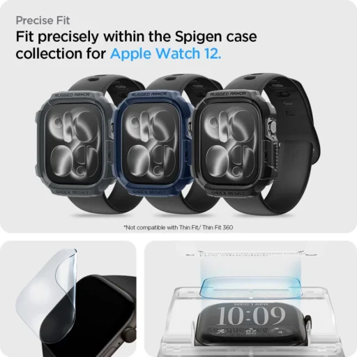  Apple Watch 12 (42 mm) Spigen Elite Shield EZ Fit átlátszó hidrogél kijelzővédő fólia, 2 db - 12