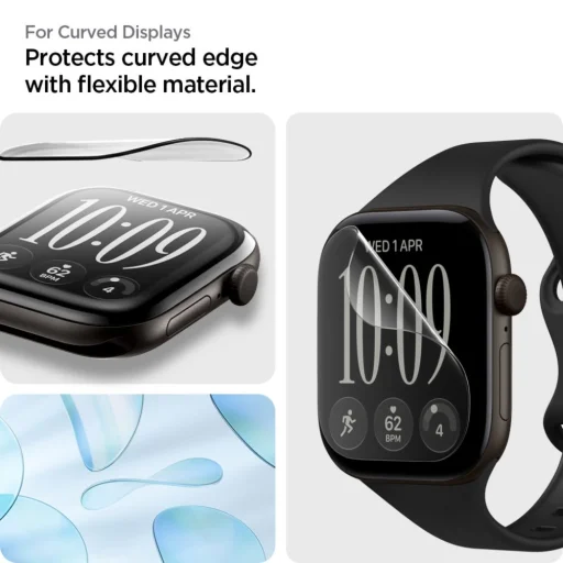  Apple Watch 12 (42 mm) Spigen Elite Shield EZ Fit átlátszó hidrogél kijelzővédő fólia, 2 db - 9