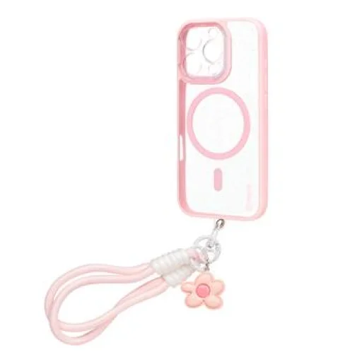  Apple iPhone 16 Pro OBAL:ME MagNetix Wrist átlátszó, csillámos tok – Blossom - 1