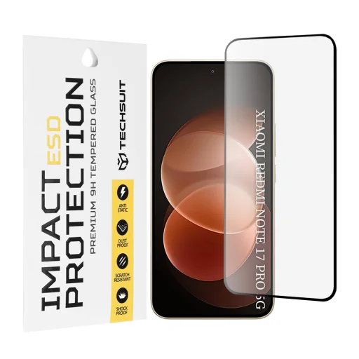  Xiaomi Redmi Note 17 Pro 5G / Redmi Note 17 Pro Max / Poco X8 5G Techsuit ESD Glass fekete edzett üvegfólia - 1