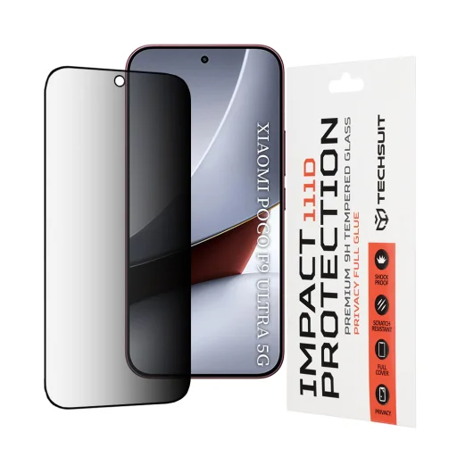 Xiaomi Poco F9 Ultra fekete Techsuit 111D betekintésgátló, teljes felületén ragasztós edzett üvegfólia - 1