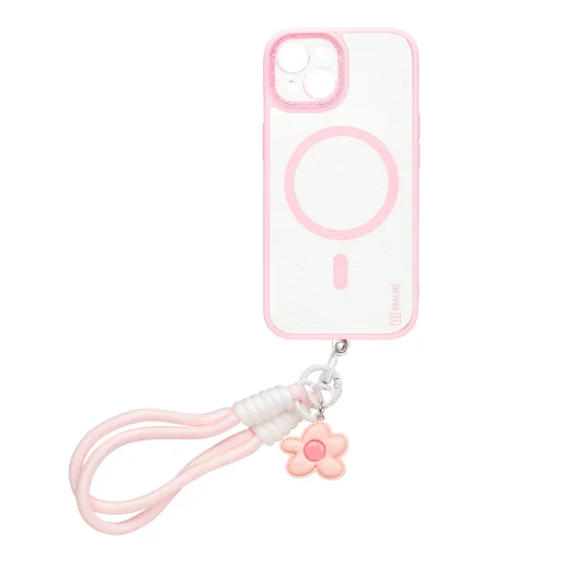  Apple iPhone 15-höz való átlátszó OBAL:ME MagNetix Wrist Blossom tok csuklópánttal - 2