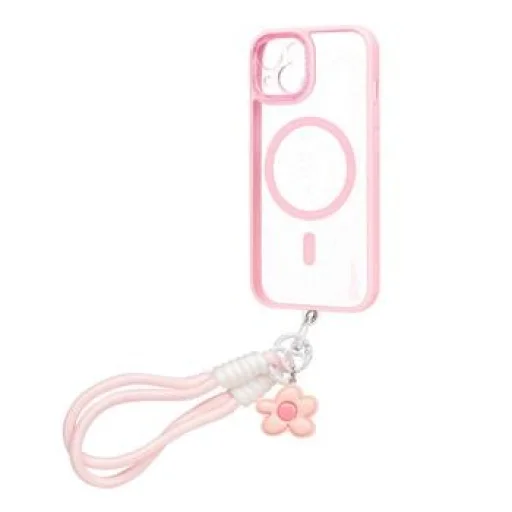  Apple iPhone 15-höz való átlátszó OBAL:ME MagNetix Wrist Blossom tok csuklópánttal - 1