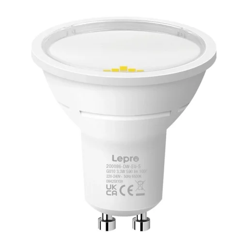LEPRO 200086-DW GU10 LED-izzó, 3,3 W, hideg fehér, 5 db - 2