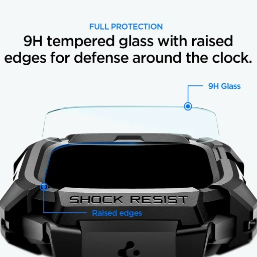 Spigen Rugged Armor Pro tok és kijelzővédő Apple Watch Ultra 4 / 3 / 2 / 1 (49 mm) órához, fekete (ACS12053) - 2
